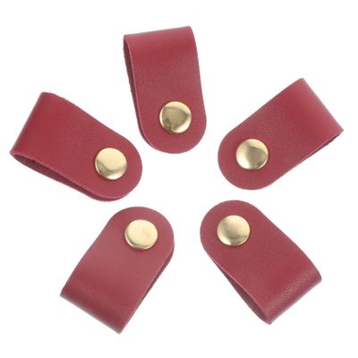 5pcs Double-Sided Leather Cable Organizer Straps Artificial Leather Cord Ties for Home and Office Practical Wire Management Fixing Straps