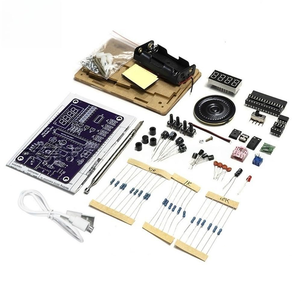 Radio Assembly kit FM Frequency Modulation Circuit Board Production Microcontroller DIY Electronic Production Welding Practice Parts, Voltage: 5V/3V Dual Power Supply. (Without Shell)