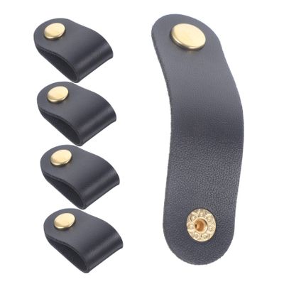 5pcs Artificial Leather Cable Organizer Straps Reusable Cord Keeper for Home and Office Portable Cable Ties for Headphone and Electronics Management