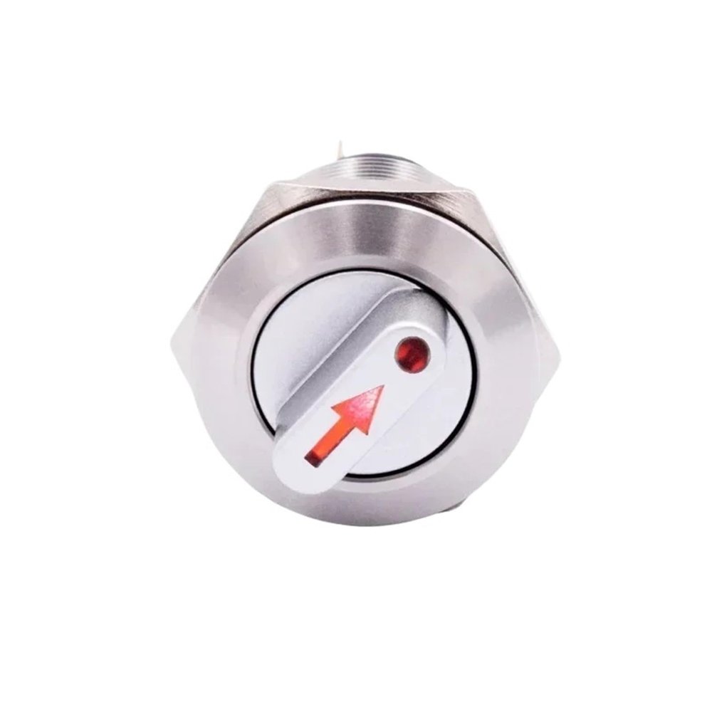 1pcs 22mm Metal Stainless Steel Rotary Selector Switch Waterproof 2 3 Postion 1NO1NC 2NO2NC 12V Red Green LED Push Button Knob Switch(Yellow LED Switch,NO LED Light)
