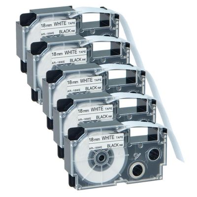 5PK Standard Labels 18mm X 8m Compatible with AR-18WE Black On White for KL-C500 KL-100 KL-120 KL-750 KL-7000 Label Printers