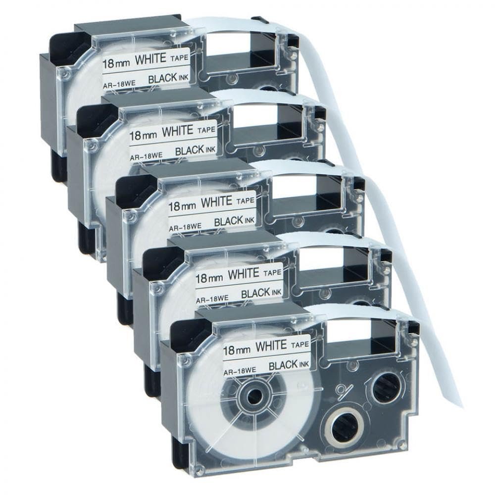 5PK Standard Labels 18mm X 8m Compatible with AR-18WE Black On White for KL-C500 KL-100 KL-120 KL-750 KL-7000 Label Printers