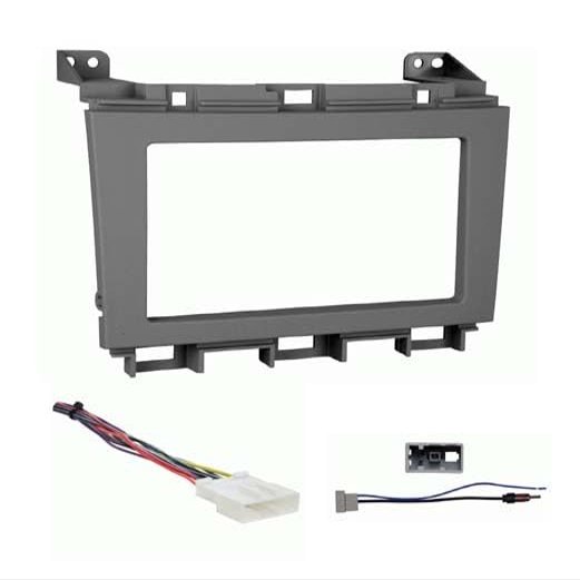 Double DIN Car Stereo Install Kit (Gray) Compatible with Maxima for 2009, 2010, 2011, 2012, 2013, & 2014 with Non Factory Amplified System