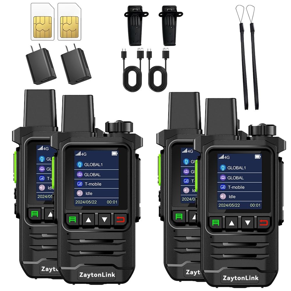 4G Two-Way Radio Set with LCD Display, 2-Pack, Black