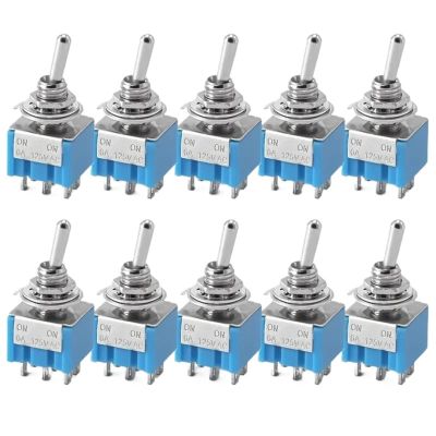10Pcs MTS102 103 202 203 3/6Pin Toggle Switch ON-ON/ON-Off-ON Mini Rocker Switch(6Pin ON-ON)