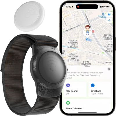 GPS Tracker for Kids,Real-Time Kids Tracker Works with Apple Find My App (iOS Only, Not for Android) Lightweight GPS Tracker,Hidden Mini GPS Tracking Device,Waterproof, No Monthly Fee. (Black)
