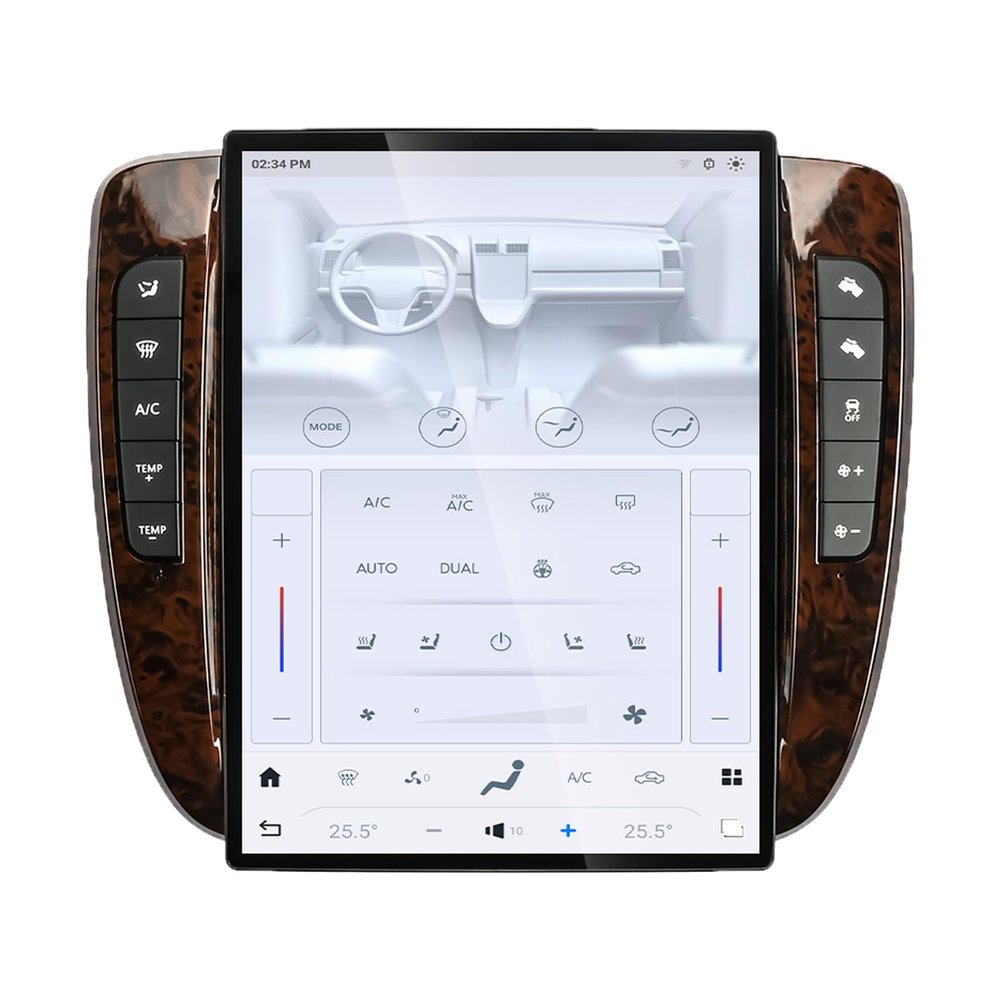 12.1'' Car Stereo for GMC-Yukon/Chevy Suburban Tahoe 2007-2013 Android Auto Radio WiFi Wireless Carplay with GPS Navigation Touchscreen Head Unit (Manual Transmission)