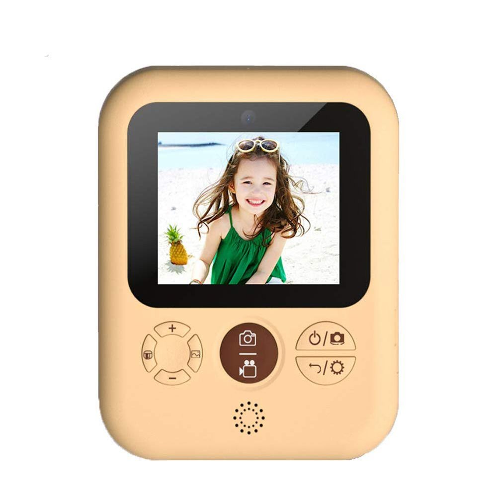 Portable Photo Printer Kids Camera Rechargeable Digital Camcorder with 2.4 inch 1080P Screen Lanyard Anti-Drop Supports USB OTG Phone transfers Christmas Birthday Toy Gift for Children