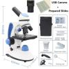 Lab Microscope Accessories 2000X Biological Microscope with Adjustment LED Illuminated Monocular Binoculars Head(Mono Camera Slides) view 2