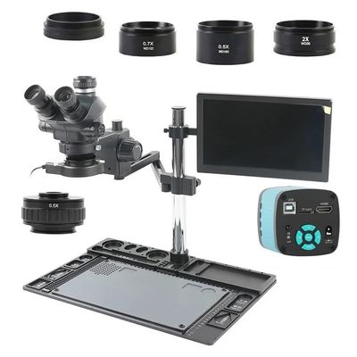 Lab Microscope Accessories 48MP 2K 4K HDMI USB Video Camera 7X 100X Lab Stereo Trinocular Microscope Aluminum Plate Bracket for Phone Soldering PCB Repair(48MP 2K 4K HDMI USB)