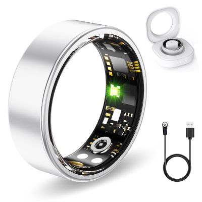 FKGZJF Smart Rings for Women Men, Fitness Ring with Heart Rate,Blood Oxygen, Blood Pressure, Sleep Tracker, Step Tracker, No Subscription Fee, Waterproof Smart Ring for iPhone & Android (Silver 14#)
