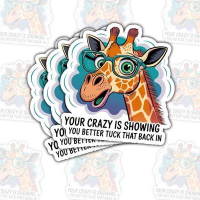 (3 Pcs) Your Crazy is Showing You Better Tuck That Back in Sticker  Funny Sarcastic Quote for Coworkers, Friends, Office Humor and Mental Health Meme for Laptop Water Bottle 3"x3"