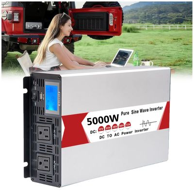 2500 Watts Pure Sine Wave Power Inverter 12V 24V 48V 60V 72V DC to 110V/120V 230V/240V AC Converter, Peak 5000W Outlets, Low Frequency Solar Power Inverter Charger(Size:60v to 110v)