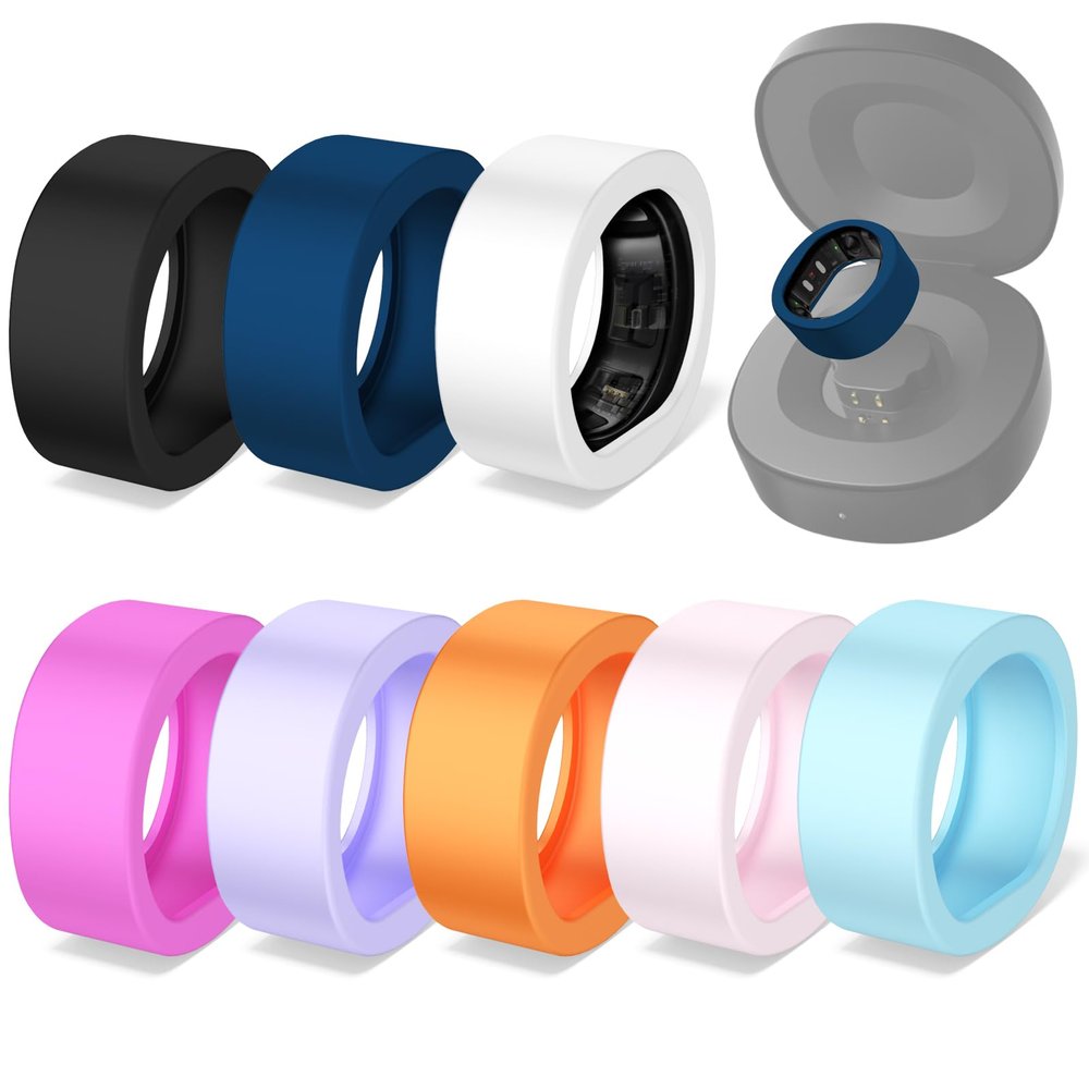 8 Pack Ring Case Cover for RingConn Gen 2/2 Air, Elastic Thin Silicone Ring Protector Compatible with RingConn Gen 2 Air for Women/Men Gym Workout, Fits 6/7/8 RingSizes (S)