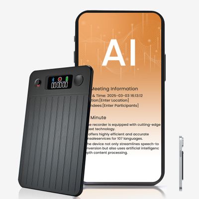 Boyuevi AI Voice Recorder, Smart Audio Recorder, App Control & AI Transcription, 64GB Memory, Supports 112 Languages, Ideal for Meetings, Lectures, Interviews, Calls