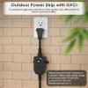 CCCEI GFCI Outdoor Power Strip Weatherproof with 8 AC, Waterproof Extension Cord with Multiple Outlets, Wall Mount Surge Protector Flat Plug, Christmas Exterior Garden, Yard, 10FT, Yellow. view 3