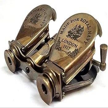 Antique Flat Binocular  Vintage Brass Opera Glasses with Leather Detailing  Decorative Collectible Spyglass for Display, Theater & Gifting