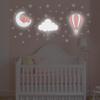 3 Piece Nursery Decor Set with Lights Elephant on Moon, Hot Air Balloon & Star Wall Decor for Baby Girl Room, Pink Nursery Wall Light Set view 2