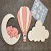 3 Piece Nursery Decor Set with Lights Elephant on Moon, Hot Air Balloon & Star Wall Decor for Baby Girl Room, Pink Nursery Wall Light Set view 3