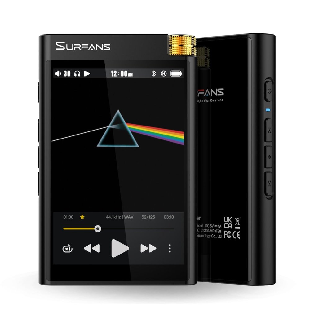 Surfans F28 HiFi Music Player 128GB - Dual ESS9018 DAC, Balanced Output Up to 450mW,Bluetooth LDAC/aptX HD, Expandable to 512GB, 3.5" Touchscreen