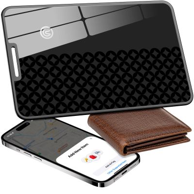 Trendia Compatible with AirTag Wallet Tracker, Smart Card Finder, Apple MFi Compatible (iOS Only), App Controlled Anti Loss GPS Tracker, IP68 Waterproof, Item Locator for Luggage Tags, Purses, Black