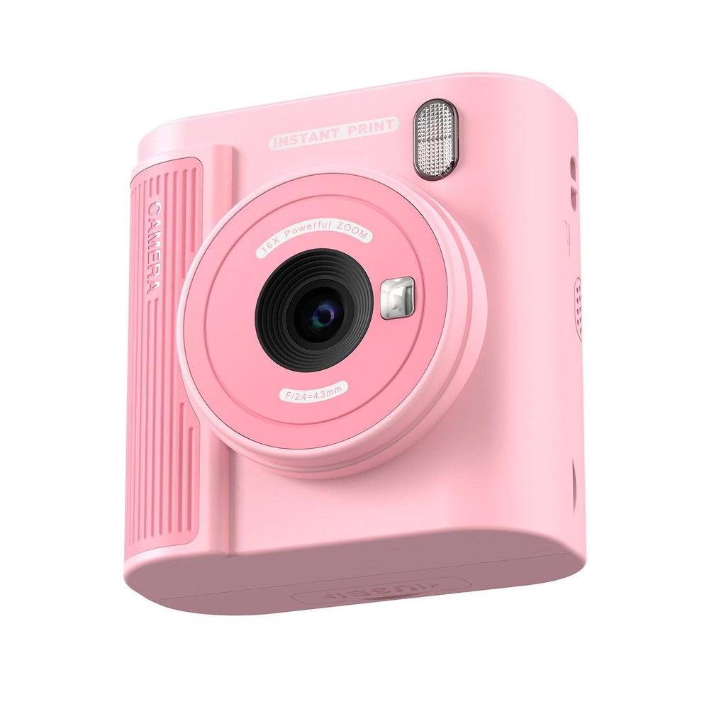 Docooler Print Camera, 2 Inch Camera Screen for Kids,1080P High Clear Digital Printer Inkless Thermal Printer with Paper, 32G Card Gifts for Girls and Boys (Pink)