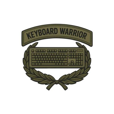 Keyboard Warrior Olive Drab Laptop Wall Car Window Bumper Sticker Decal Truck Waterproof Auto Water Bottle Military Patch Style Emblem for Soldiers and Coders