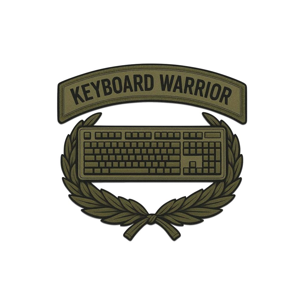 Keyboard Warrior Olive Drab Laptop Wall Car Window Bumper Sticker Decal Truck Waterproof Auto Water Bottle Military Patch Style Emblem for Soldiers and Coders