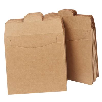 Abaodam 100pcs Brown Kraft Paper Cd Sleeves for Disc Storage Media Envelopes for Home and Business Use