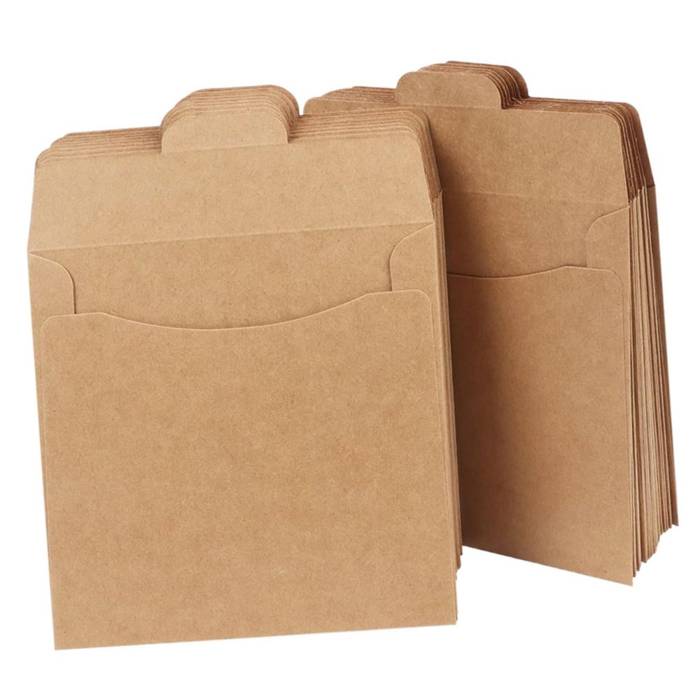 Abaodam 100pcs Brown Kraft Paper Cd Sleeves for Disc Storage Media Envelopes for Home and Business Use