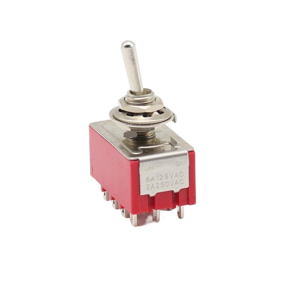 RBFRZGSU 10PCS MTS-403 Red 6MM Toggle Switch 12PIN Switches 2/3 Position Latching Switch MTS-402 SPDT ON-Off -ON(MTS-402)