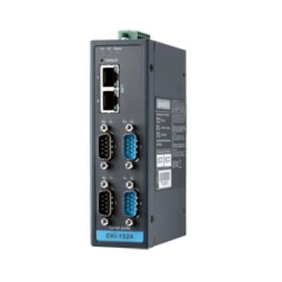 EKI-1524-CE 4-Port RS-232/422/485 Serial Device Server - Twisted Pair - 2 x Network (RJ-45) - 4 x Serial Port - 10/100Base-TX - Fast Ethernet - Wireless LAN - DIN Rail Mountable, Wall Mountable