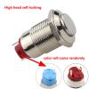 1PC 12mm Waterproof Self-Locking Round Stainless Steel Metal Push Button Switch Car Start Horn Bell Flat Head & High Head(2 Cables) view 4