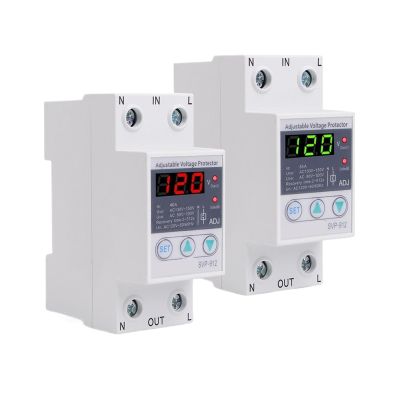 1pcs 40A 63A 80A Adjustable Surge Protector Over Under Voltage Protector Relay 110V 120V Automatic Transfer Switch(40A)