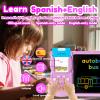 MoLingvora Writing Tablet with Bilingual Flash Cards for Kids, Spanish Pink view 3