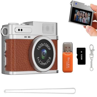 Mini Keychain Camera,1080P 2MP Mini Retro Digital Camera- Tiny Portable Small Cameras, Vintage Compact Micro Video Cameras with 32GB Memory Card, for Kids, Students, Travel,Work