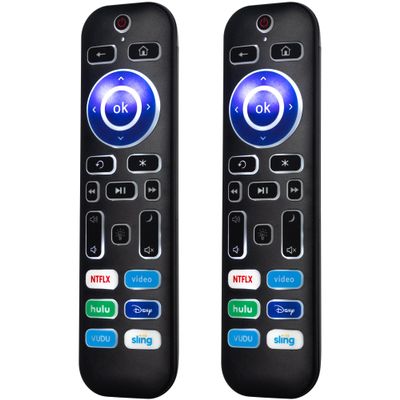 2 Pack Backlit Remote Control Only for Roku TV, Fit for TCL/Onn/Hisense/Element/Sharp/Philips/Westinghouse/Insignia/JVC/RCA/Hitachi/Sanyo Roku Series TVs (Not for Roku Stick and Box)-Black