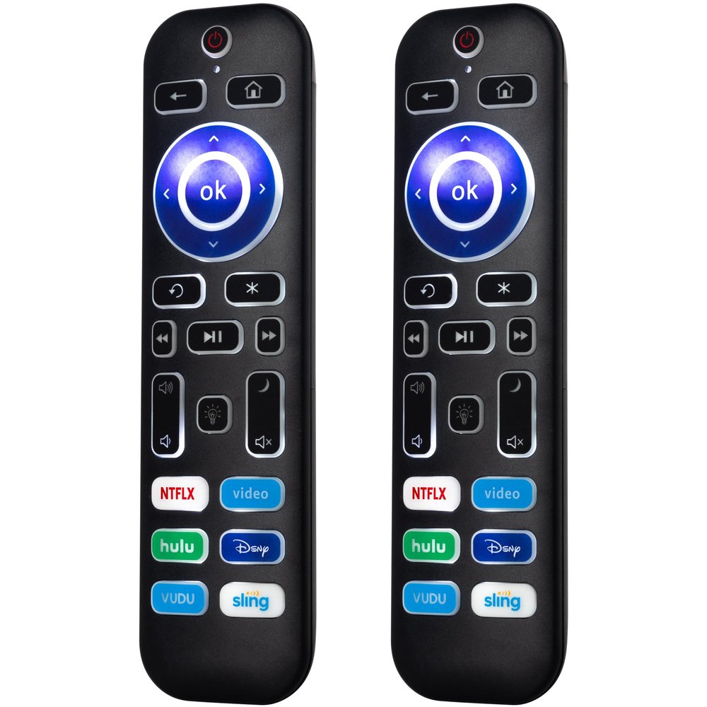 2 Pack Backlit Remote Control Only for Roku TV, Fit for TCL/Onn/Hisense/Element/Sharp/Philips/Westinghouse/Insignia/JVC/RCA/Hitachi/Sanyo Roku Series TVs (Not for Roku Stick and Box)-Black