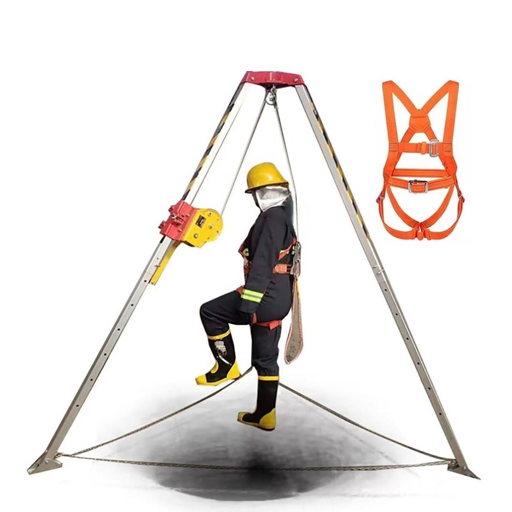 DLYZAYE Telescopic Confined Space Tripod, Fire Rescue Tripod with Protective Safety Belt, Heavy Duty Rescue Tripod for Sewage Tunnels(1200IBS-2)