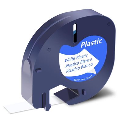 12mm Compatible Plastic Tape Labels 91330 91331 for LT-100T LT-100H Labeling Machines(White-Plastic)