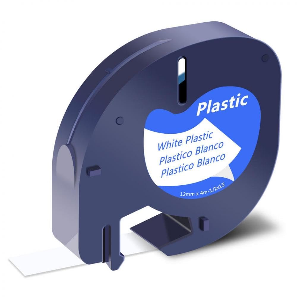 12mm Compatible Plastic Tape Labels 91330 91331 for LT-100T LT-100H Labeling Machines(White-Plastic)