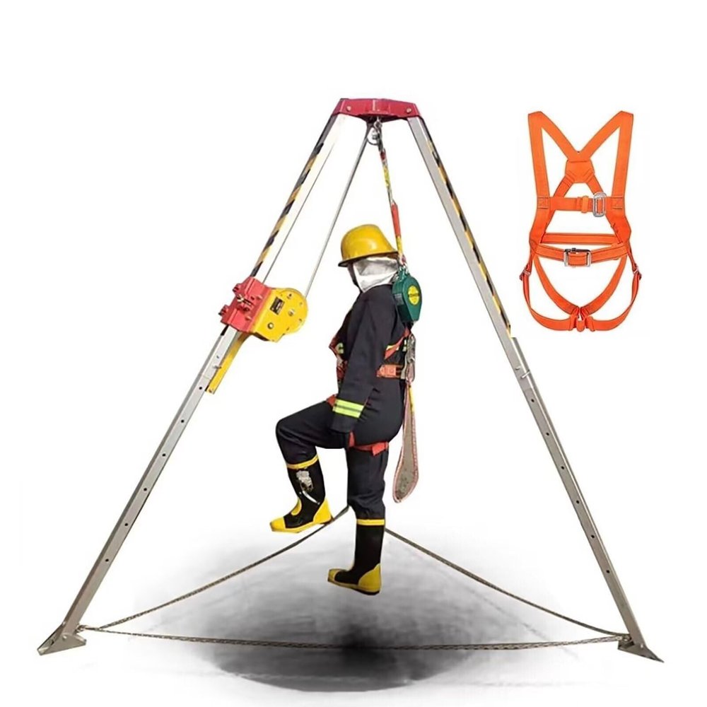 DLYZAYE Telescopic Confined Space Tripod, Fire Rescue Tripod with Protective Safety Belt, Heavy Duty Rescue Tripod for Sewage Tunnels(1200IBS-3)