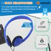 Wensdo Bulk Earbud Headphones 50 Pack for School Classroom Kids, Wholeslae Wired Durable Earphones Class Set for Students Children Toddler Teens Boys Girls and Adult (HY857,50 Blue) view 2