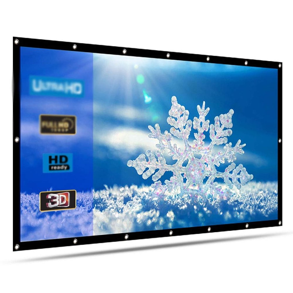 MVUYO Projector Screen Thicken Foldable 120 Inch 16:9 Matt White Front Rear Portable Projection Screen for Home Outdoor Theater