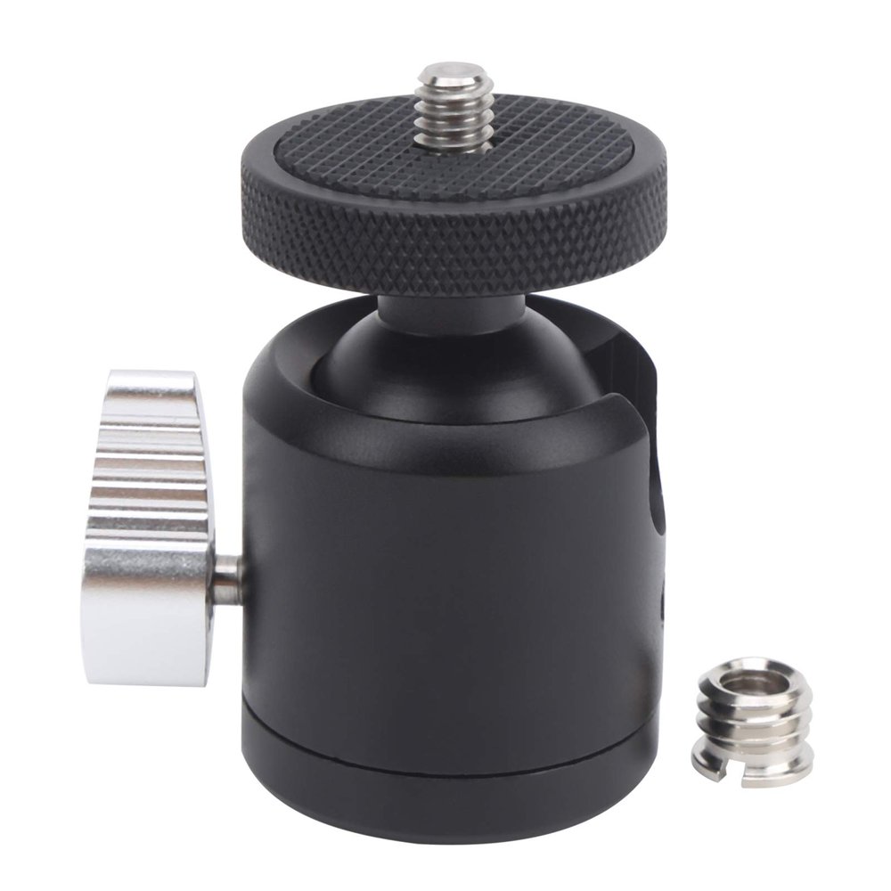 360 Rotation Aluminum Alloy Mini Ball Head | Cold Shoe & 1 / 4in Screw for Camera/Phone/Lighting | 135 Tilt & 105g Compact - Weight