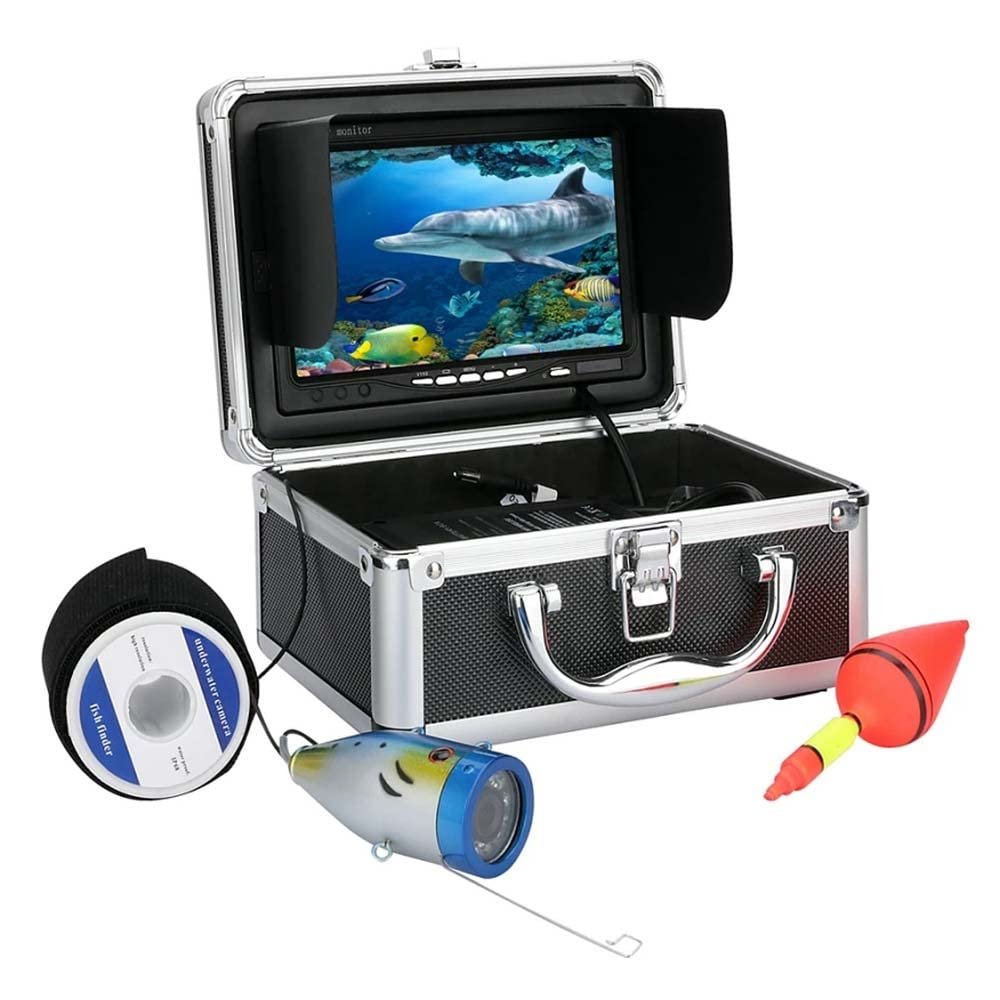 Underwater Fishing Camera DVR, 1000TVL Video Fish Finder, 9.0 Inch Monitor 1080P Camera, for Ice Lake Boat Fishing 24pcs Infrared, Cool LED Lights ()