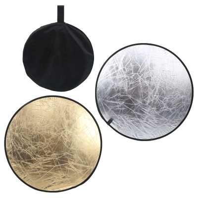 31.5in 2 in 1 Photography Reflector | Gold & Silver Foldable Illumination Reflector for Indoor/Outdoor Portraits | Portable with Carrying Bag, Stainless Steel Frame