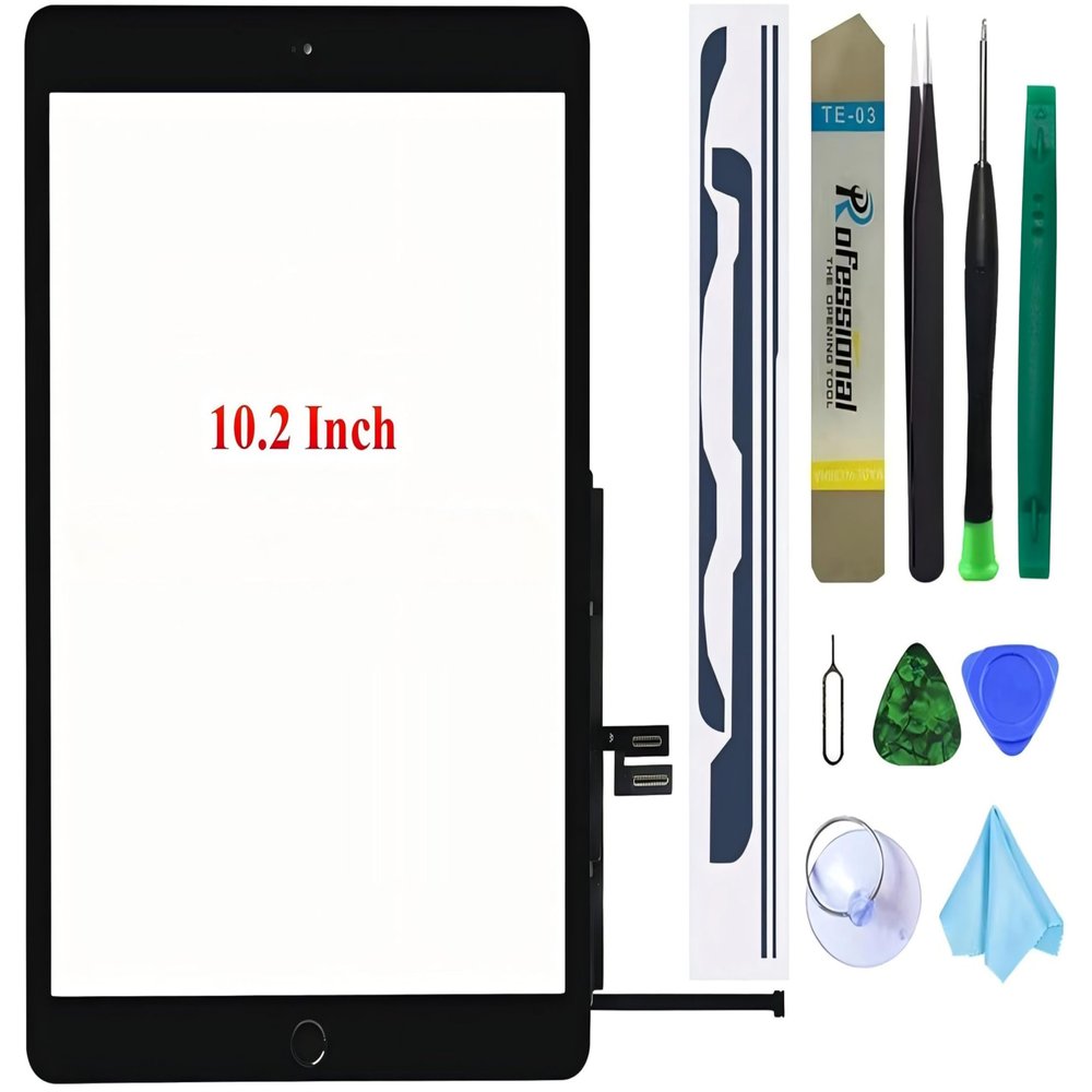for iPad 7/8 Touch Screen Replacement A2197 A2198 A2200 A2270 A2428 A2429 A2430,for iPad 7th 8th Gen 10.2 Inch Digitizer Glass Replacement with Home Button+ Repair Kits(Black)