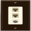 RiteAV Decorative Wall Plate 3 Port - 2 x Cat6, 1 x Coax - 1 Gang [Brown/Light-Almond] view 1