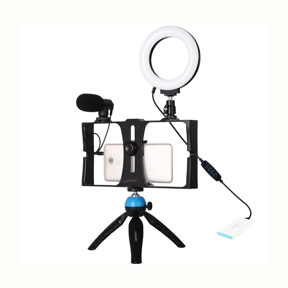 YUYUFA Live Broadcast Smartphone Video Rig 4.7 Inch LED Video Light & Tripod Handle Stanbilizer(E)